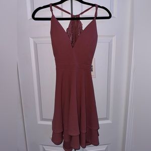 Backless rose pink dress
